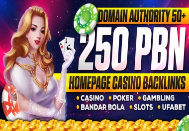 Boost Your Website Rank 250 PBN Casino,  UFAbet,  Slot,  judi,  Betting High DA DR TF Sites