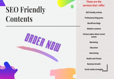 SEO optimized contents for blogs and any websites are on sale. Hire me