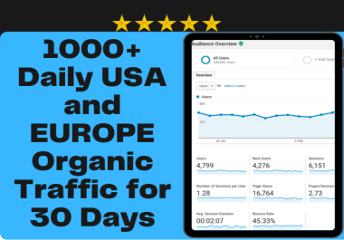 1000+ Daily USA and EUROPE Organic Traffic for 30 Days