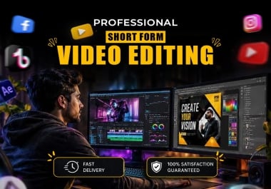 You will get Professional Video Editor YouTube Video Editing,  TikTok,  Instagram Shorts
