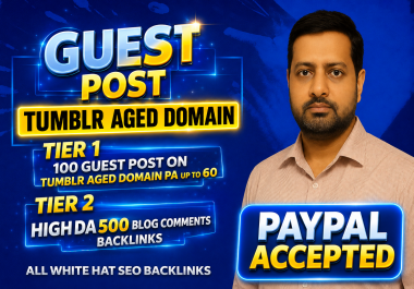 Create 100 Premium Quality Do-follow guest post on Tumblr Aged Domains PA Up to 60