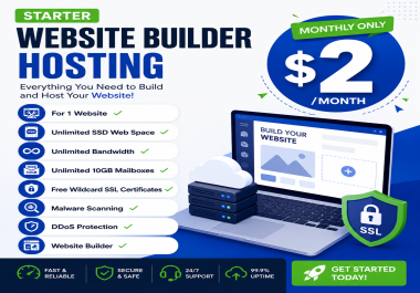 Starter Website Builder Hosting 1 Website Free SSL Unlimited SSD & Bandwidth