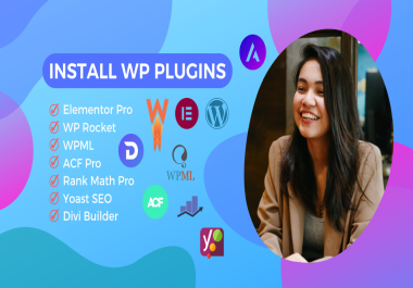 I will install elementor pro,  wp rocket,  rank math pro