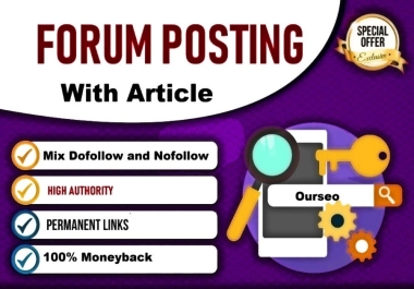 50+ Forum Posting backlinks with Article
