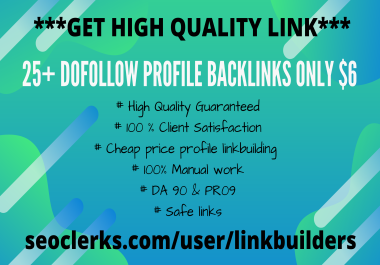 Create Manually 25+ Dofollow Profile backlinks in PR-09 & DA-80+ Domain for SEO Backlinks