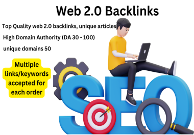 Top Quality web 2.0 backlinks,  unique articles will be submitted