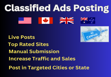 I will post your ads on 100 classified ad posting sites