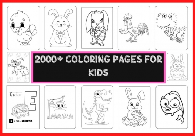 I will create for you 2000 coloring pages for children,  kids,  & toddlers