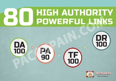 Buy 80 HIGH AUTHORITY Powerful Backlinks DA100