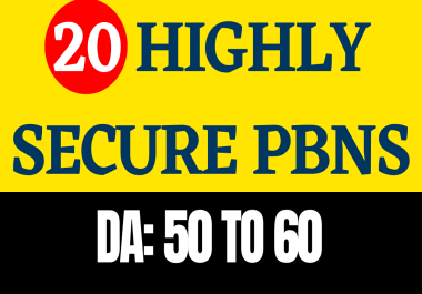 20 PBN Backlinks On Very Secure DA50+ Websites