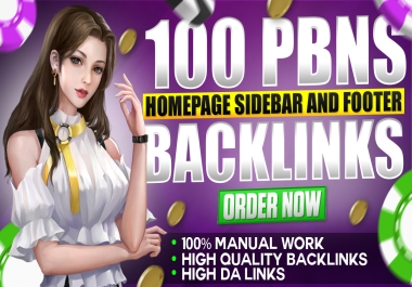 Get 100 High Quality Homepage PBN Sidebar & Footer DA 50+ Backlinks
