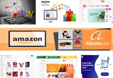 I will do product listing on alibaba,  aliexpress,  shopify,  walmart,  amazon and ebay