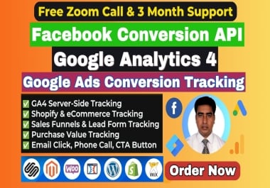 Set up Meta Pixel,  Facebook CAPI,  TikTok Pixel,  Google Ads Conversion,  GA4 Ecommerce Tracking