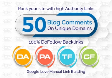 50 Unique Domains Manual Blog Comments backlinks
