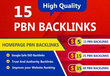 Build 15 High TF CF DA PA Homepage PBN Backlinks,  Dofollow links
