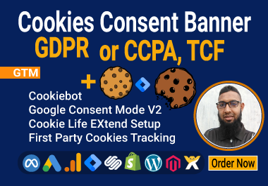 setup gdpr,  ccpa update google cookies consent banner mode v2 on website by GTM