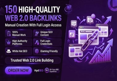 MANUAL CREATING 150 Web 2.0 Backlinks with DADR UPTO 90+ Spam Free Domains