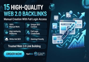 15 Premium Handmade Web 2.0 Backlinks with Full Access