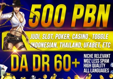 End of Year Sale - 500 Niche Relevant PBN - Unique Domains - DA DR 50+ - Casino poker slot judi