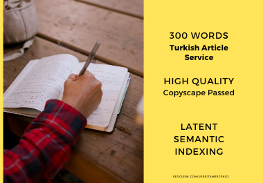 Quality,  SEO Compatible,  300 Words Latent Semantic Indexing,  Turkish Article Service