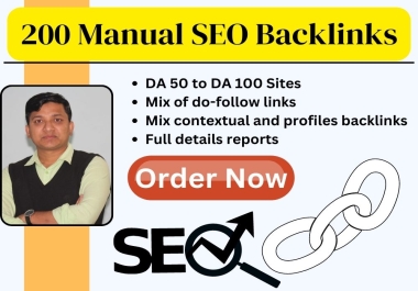 I will do 200 SEO backlinks high da authority link building service for google ranking
