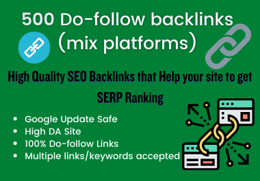 I will Create 500 Do-follow backlinks for Google Ranking