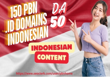 Create Unique 150 PBN ID Domains Indonesian Content DA 50+ Backlinks