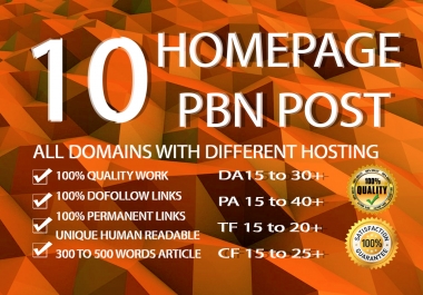 10 Homepage Manual Pbn Post Dofollow Backlinks High Quality