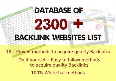 Database of 2300 plus Backlink Websites List