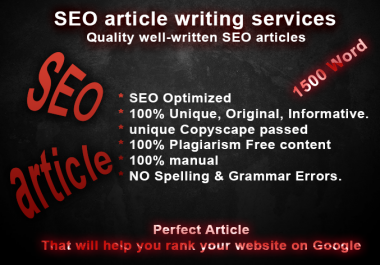 I will write high quality SEO articles,  blog posts and site content