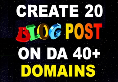 Manually create 20 Web 2.0 Blog Posts on DA 40+ Domains with 3 Contextual Backlinks in each Post