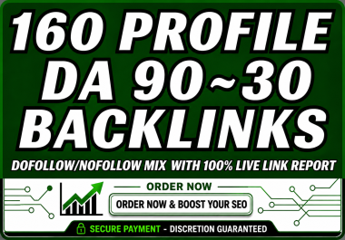 Get high DA/PA 160 Premium Profile Backlinks with complete login details