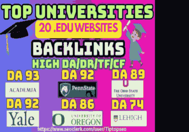 Top 20 Authority UNI/College/org/Note/book backlinks high DA/PA/TF/CF Comment/Contextual & profile