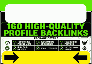 Get high DA/PA 160 Premium Profile Backlinks with complete login details