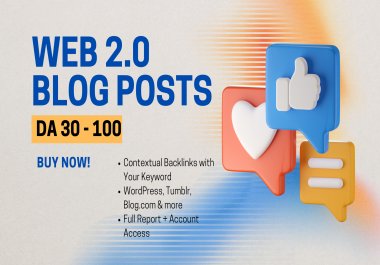 30 Unique Web 2.0 Blog Posts on Google-Indexed High DA/PA Domains