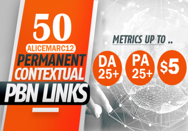 Get 50 PBNs Post With DA/PA 25+ Permanent Backlink