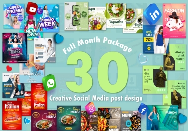 30 Social Media Post,  Ads,  Covers,  Web banner Management