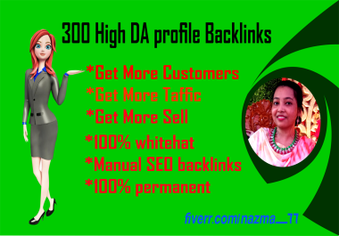 300 High DA Profile Backlinks + Bonus 20 Edu Backlinks Manually.