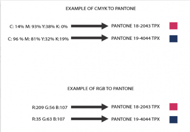 I will convert color from rgb,  cmyk to pantone tcx tpx
