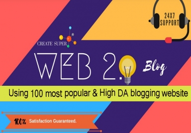 Write and Publish 100 Super Web 2.0 blogs Post SEO Backlinks Service With Login Details