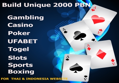 Guaranteed 1st Page, Skyrocket 2000 PBN, Thai & Indonesia Website, DR70+-Casino, Ufabet, Poker, Togel, Site