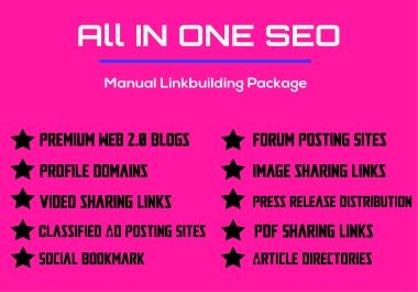 White Hat SEO 100 Backlinks,  All In One SEO Manual Link-Building Service