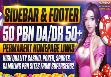 Get Powerful 50 PBN DA/DR 50+ Sidebar & footer Homepage permanent Backlinks