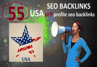 Create 55 USA Pr7 to Pr9 profile seo dofollow backlinks, link building