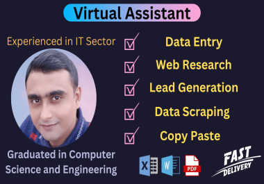 I want to be your virtual assistant for data entry and web research related tasks