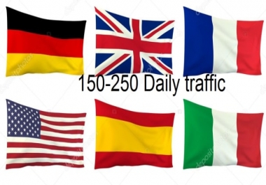 Daily traffic German,  USA,  UK,  Italy,  France,  Spain