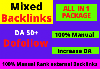 Dofollow 100 Manual Mixed backlinks High DA 50+ high authority link building permanent