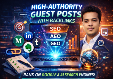 30 Guest posts on Medium,  LinkedIn,  Tumblr,  Differ,  Evernote with Backlinks