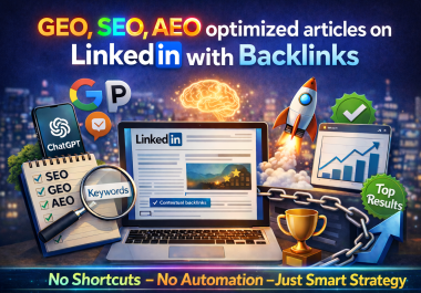Publish 2 GEO,  SEO,  AEO optimized articles on LinkedIn with Backlinks