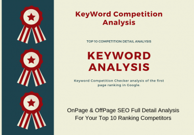 Full Detail Keyword Competition Analysis For Top 10 Ranked Site For Same Keyword